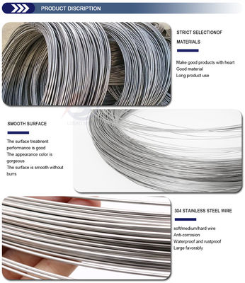 Fil d'acier inoxydable 304 304L 316 316L N'importe quelle taille avec une tolérance de ± 1% Grade 200 Série